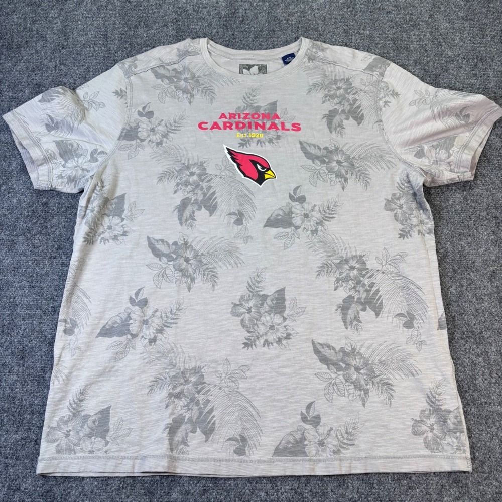 Tommy Bahama Arizona Cardinals T-Shirt Mens Large Grey Floral Pima‎ Cotton NFL